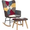 vidaXL Schommelstoel met voetenbank patchwork stof