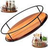 YOYEAH Organizzatore per Giradischi in Legno Lazy Susan Swivel Range per spezie Armadietto da Cucina Placco Rotondo di Legno di Acacia a 360° da 9 Pollici con Antiscivolo