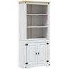 vidaXL Legno di Pino Messicano Credenza Corona Range con Ripiani Aperti e Ante Robusta Rustica Armadietto Madia Espositore Bianco 80x40x170 cm
