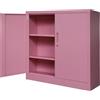 Jan Nowak Armadio da Ufficio C001B Archivio per Officina in Metallo Verniciato a polvere Chiudibile 92,5 cm x 90 cm x 40 cm (Rosa)