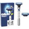 Gillette Mach3 Turbo Rasoio Da Uomo, 1 Gillette Rasoio, 2 Lamette Di Ricambio, Con Striscia Lubrificante Migliorata Per Una Maggiore Scorrevolezza E Lame Progettate Per Ridurre