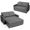 Blishom Divano Letto 2 Posti 3 in 1,Divano Matrimoniale Prontoletto Estraibile con 2 Guanciali e Tasche Laterali per Soggiorno, Camera da Letto o Ufficio,132X80X90cm,Grigio scuro