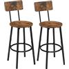 HOOBRO Set di 2 Sedie da Bar con Schienale, Sedie da Cucina, Sgabello da Bar con Poggiapiedi, per Cucina, Soggiorno, Bar, Montaggio Semplice, Marrone Vintage e Nero EBF32BY01