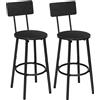HOOBRO Set di 2 Sedie da Bar con Schienale, Sedie da Cucina, Sgabello da Bar con Poggiapiedi, per Cucina, Soggiorno, Bar, Montaggio Semplice, Nero EBK32BY01G1