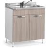 EffeZeta Sottolavello 80x50x85H cm con due ante olmo lavello incluso