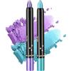 Jutqut Pennino per ombretto con glitter viola e blu, impermeabile, per eyeliner metallico, impermeabile, a lunga durata, matita per gli occhi, matita per gli occhi, matita per ombretto, trucco per gli