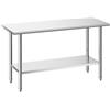 VEVOR Tavolo da Lavoro Commerciale da Cucina 152,4 x 61 cm in Acciaio Inox, Postazione di Lavoro Preparazione di Piatti Cibo, Catering Ristoranti Hotel, Ripiano Inferiore Regolabile, Acciaio Inox