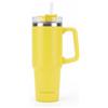 Muitomas, Tazza Termica da Viaggio in Acciaio con Cannuccia, per Bevande Calde e Fredde, 900 ml, Colore Giallo