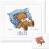 VERVACO Kit Punto Croce Contato DOLCE ORSO Annuncio Nascita Punto Croce ca. 22 x 21 cm Regalo Personalizzato Set Fai Da Te Attività Creative Adulti Benvenuto Bambino Cross Stitch