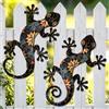 Liosecgar Decorazione da parete in metallo per esterni, 30 cm, geco da appendere alla parete, scultura per giardino, cortile, recinzione, balcone, veranda, casa, decorazione da parete, in metallo nero