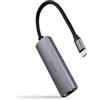 Nano Cable NANOCABLE 10.16.4603 - Adattatore USB-C 3.1 a RJ45, con PD 100W, USB-C/M, Alluminio, Colore Grigio, 18 cm