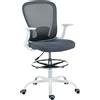 HOMCOM Sedia da ufficio ergonomica con poggiapiedi regolabile e braccioli ribaltabili, altezza regolabile, 59x62x99-119cm, grigio | Aosom Italy