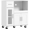 HOMCOM Mobile da cucina su ruote, mobiletto da cucina con ripiani, cassetti, ripiano regolabile, foro passacavi, bianco | Aosom Italy