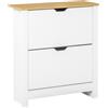 HOMCOM Mobile per Scarpe Mensola Portascarpe, 2 Scomparti, 12 paia di scarpe, 72 cm x 26 cm x 80 cm, Bianco + Marrone