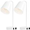 HOMCOM Set di 2 Lampade da Tavolo Moderne in Acciaio con Porte USB, Attacco E27, Lampadina non Inclusa, Bianco | Aosom Italy