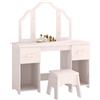 AIYAPLAY Toeletta Bambini con Sgabello, Specchio a Tre Ante, 2 Cassetti e 2 Armadietti, in Legno, 3+ Anni, Rosa | Aosom Italy