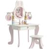 AIYAPLAY Toeletta Bambini con Sgabello, 3 Specchi e 5 Accessori, Postazione Trucco Bambina con Cassetto, 3+ Anni, Rosa | Aosom Italy