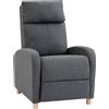 HOMCOM Poltrona Relax Reclinabile Manuale 135° con Poggiapiedi, in Tessuto Effetto Lino, Gambe in Legno, Grigio Scuro | Aosom Italy