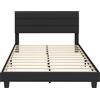 HOMCOM Letto Matrimoniale 164 x 208 cm in Tessuto Effetto Lino con Testiera Regolabile, Nero | Aosom Italy