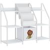 AIYAPLAY Libreria Montessori 3-8 anni con 3 ripiani in tessuto, scomparti e cassetto, bianco | Aosom Italy