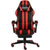 Syfax Sedia da Gaming con Poggiapiedi Nero e Rosso in Pelle finta