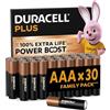 DURACELL Batterie Plus AAA (Confezione da 30) - Batterie Alcaline da 1,5 V - Fino al 100% di durata extra con Attivi POWER BOOST - Affidabilità per i dispositivi di utilizzo quotidiano - MN2400