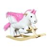 HOMCOM Cavallo a Dondolo Unicorno con Musica in Metallo e Legno 69x32x57cm