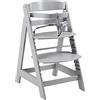 roba Seggiolone Sit Up Click Evolutivo - con Sistema di Cinture - con Poggiapiedi - Reclinabile - con Chiusura a Scatto - Legno Grigio