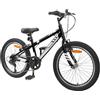KGPWRCVD Mountain bike nera da 20 pollici con 6 marce, manubrio e sella regolabili, robusta struttura in acciaio e design classico per pendolari e amatoriali.