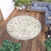 TAPISO Viera Tappeto Salotto Esterno Rotondo Pelo Corto Outdoor Indoor Effetto 3D Astratto Strisce Crema Grigio Oeko-Tex Terrazza Balcone Sala Camera Soggiorno 120 x 120 cm