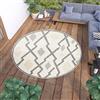 TAPISO Viera Tappeto Salotto Esterno Rotondo Pelo Corto Outdoor Indoor Effetto 3D Etnico Crema Grigio Oeko-Tex Terrazza Balcone Sala Camera Soggiorno 80 x 80 cm