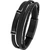 s.Oliver Bracciale in acciaio inossidabile/pelle per uomo, bracciale, fornito in confezione regalo per gioielli