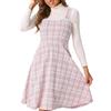 Allegra K Donna Abito in Tweed per Abiti Scamiciati Scamiciati Scozzesi A Trapezio Scozzesi Senza Maniche Rosa XL