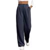 RegaliaKun Pantaloni da lavoro elasticizzati a gamba larga per le donne Pantaloni da lavoro casual a vita alta Pantaloni estivi 2025 alla moda, blu navy, S