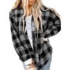 Asiertiy Camicia da Donna in Flanella a Quadri di Bufalo, a Maniche Lunghe, Colletto con Bottoni, Top Leggero (S-2XL), Plaid Bianco e Nero., XL