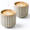 Erkundpresso. Set di 2 Tazze da Caffè Senza Manico 180ml, Ceramica Effetto Forno, Tazze da tè, Isolante Antiscivolo, Lavabile in Lavastoviglie & Microonde, Confezione Regalo - Bianco miscela