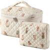 uekeboag Set di 2 trousse da viaggio grandi con motivo floreale, trapuntata, in cotone, grande, per cosmetici, estetica, graziosa trousse da viaggio, 01white Bear