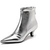 HIKKWXVN Stivaletti alla Caviglia con Tacco Basso e Punta a Punta da Donna, Stivaletti con Tacco a Gattino, Stivali da Ufficio, Eleganti, per Feste, Autunno Inverno, Stivali Caldi,Argento,40 EU