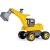 LENA 02217-Eco GIGA Trucks - Escavatore a Sabbia Gigante, ca. 70 cm, 360 Gradi, per Salire in Cima, Veicolo da Costruzione con Percentuale di Legno, Elevata capacità di carico, Giallo, ca. 70 x 28 x