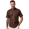 JP 1880 Menswear L-8XL, Camicia da Uomo, Taglie Forti, Mezza Manica, Misto Lino, Colletto con Bottoni, vestibilità Moderna 782692, Marrone Pino, L
