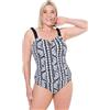 Ulla Popken Badeanzug Ines, Scrunchträger, Ammonit Costume Intero, Nero, 50 Donna