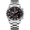Generic Orologio analogico da uomo, in acciaio inox, di alta qualità, con quadrante grande e lancette luminose, cronografo impermeabile, stile minimalista, per occasioni formali, ufficio e libero, B