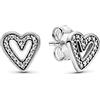 PANDORA Icons Orecchini a bottone con cuore in argento Sterling con zirconia cubica trasparente