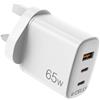 USB-A/USB-C UK WALL CHARGER GAN 65W