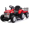 Trattore Elettrico Per Bambini con Rimorchio 12V -Rosso