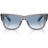 Ray-Ban Occhiali da Sole RB0840S 68463F Mega Wayfarer Grigio Trasparente/Trasparente Sfumato Blu Unisex 51/21/145