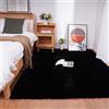 Ghouse Faux Tappetto di Pelle di Pecora Tappeto a Pelo Corto Lavabile Fluffy Uni Effetto Pelliccia Antiscivolo Facile da Pulire, Dimensione:150 x 240 cm, Colore: Nero