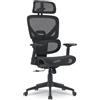Waytex Poltrona da ufficio ergonomica con seduta in rete tesa, poggiatesta e braccioli regolabili 3D, supporto lombare, dinamico, ribaltabile sincrono, uso intensivo + 7 ore, nero