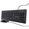 Trust Taro Set Tastiera E Mouse Cablati USB, Layout Italiano QWERTY, Per PC/Laptop/Notebook Mac/Windows, Cavo Di 1.8 Metri, Tastiera Resistente Ai Liquidi, Ergonomico, Nero