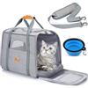 Morpilot Trasportino per gatti grandi e cuccioli fino a 9 kg, con cerniere di sicurezza, pieghevole, per il trasporto di gatti e cani, per andare al veterinario, 47x32x36 cm, Grigio chiaro(L)